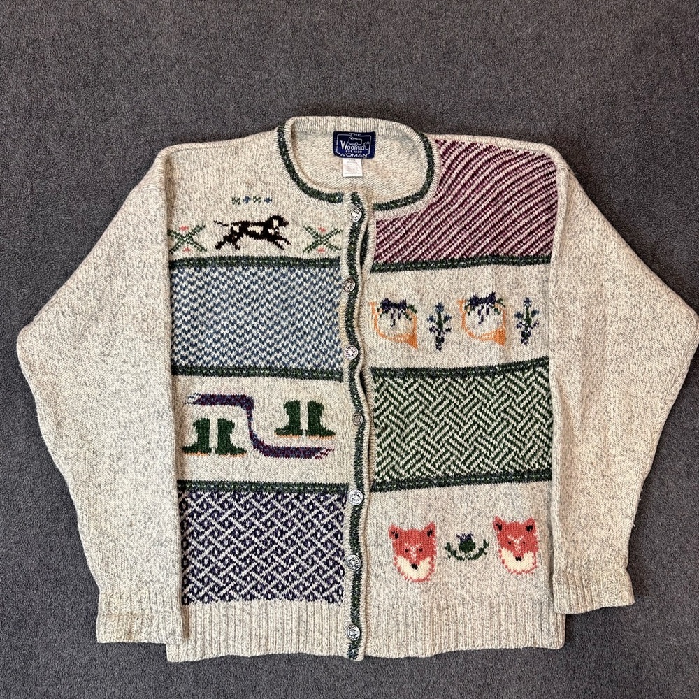 Woolrich Wool Blend Patchwork Button Front Cardig… - image 1